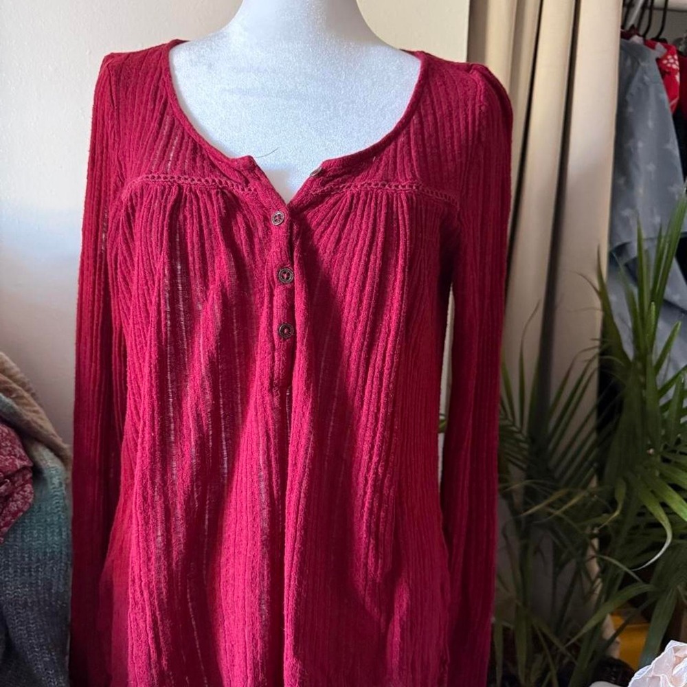 Lucky Brand red long sleeve blouse